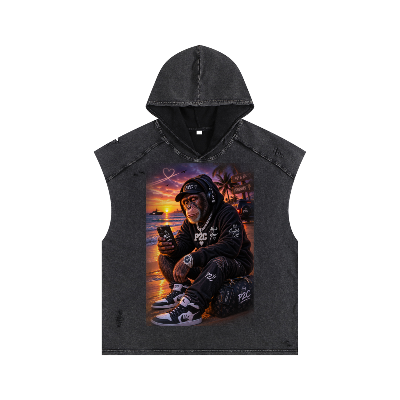 Snow Washed Boxy Hooded Tank Top