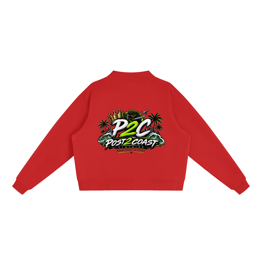 Essential Fleece Mock-Neck Crew Sweatshirt