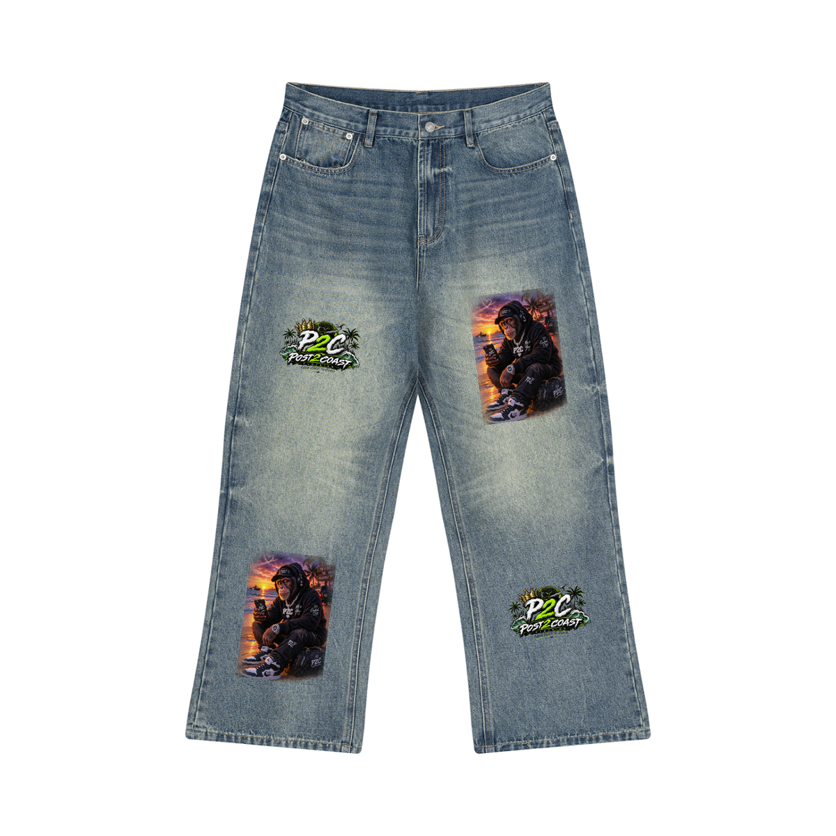 Men’s Vintage Wash Wide Leg Jeans