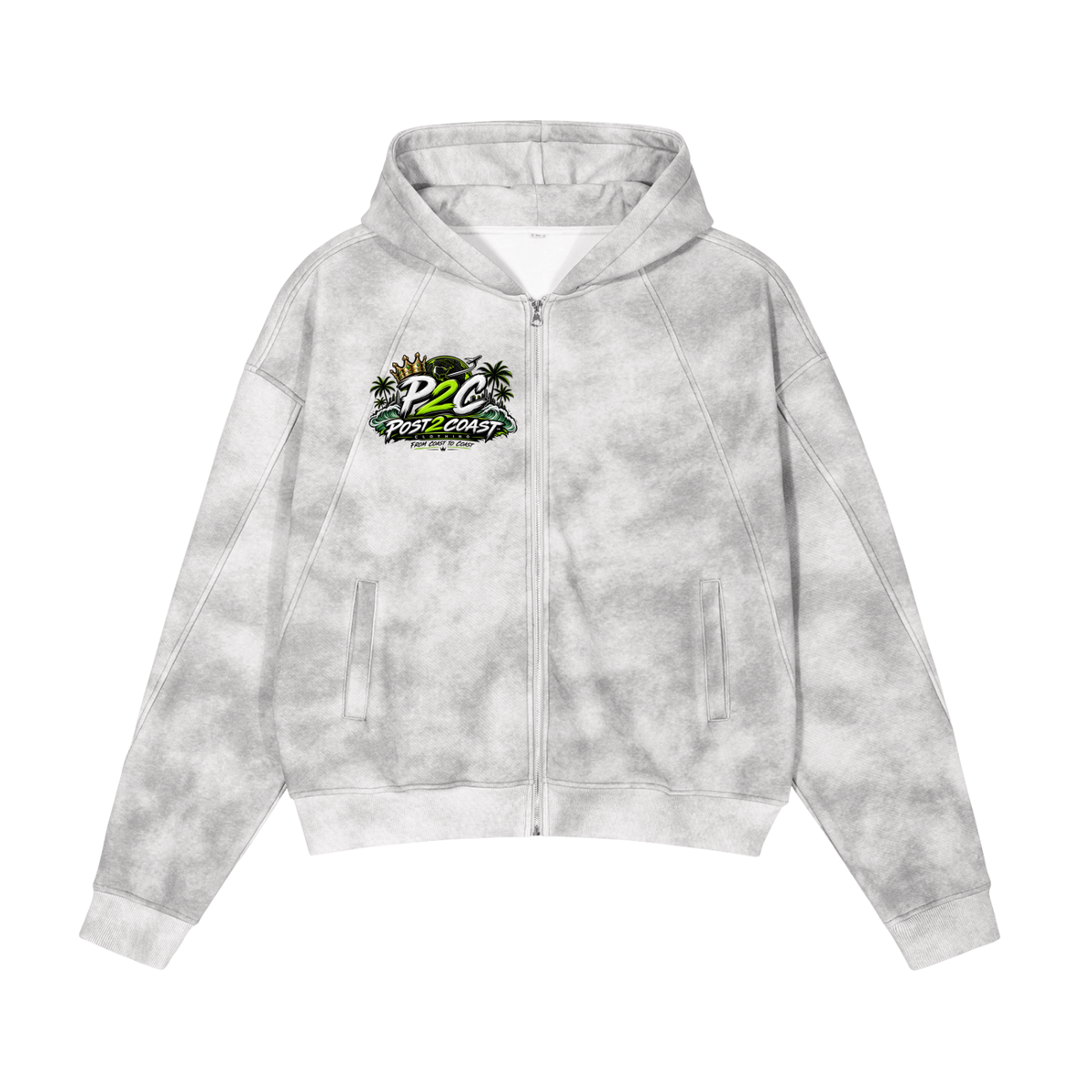 Dirty Washed Zip-Up Fleece Hoodie