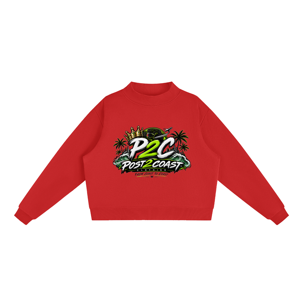 Essential Fleece Mock-Neck Crew Sweatshirt