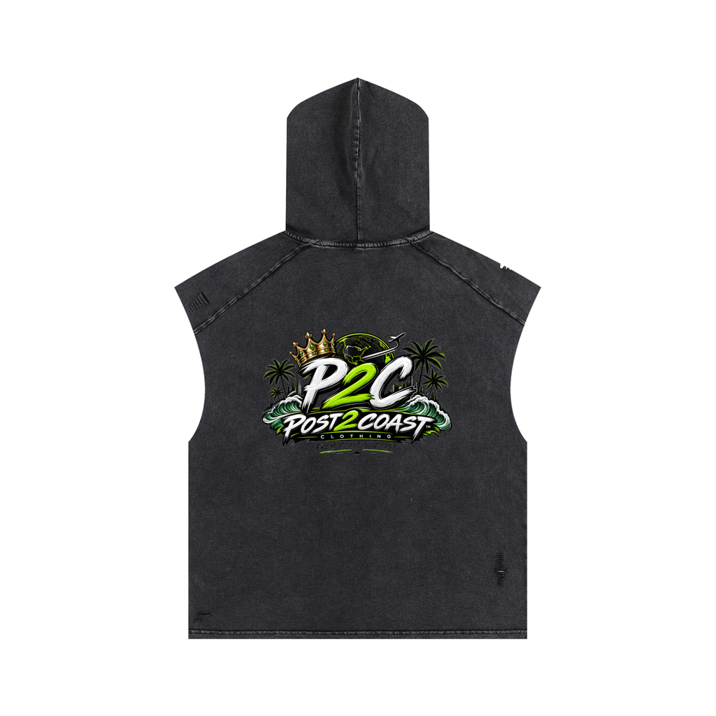 Snow Washed Boxy Hooded Tank Top